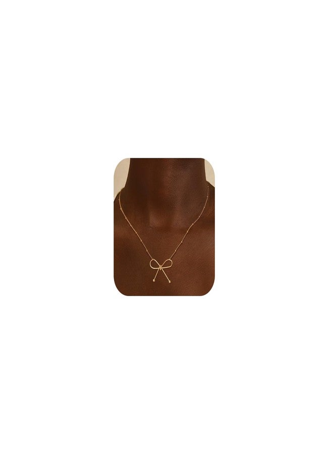 JAVARNV Bow Necklace for Women Dainty Gold Necklace Bow Jewelry Cute Bowknot Pendant Charm Necklaces Gold Jewelry for Women Christmas Birthday Gift - Image 1